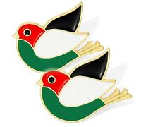 Palestine Pin, with Hummingbird Design, Solid Metal Enamel Brooch for Free Palestine Supporters - Meaningful Jewelry Gift Representing Unity & Peace for Men & Women (2pcs)