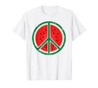 Palestine Shirt Watermelon Peace Sign Palestinian Flag Value Graphic T-Shirt, Men, White, M
