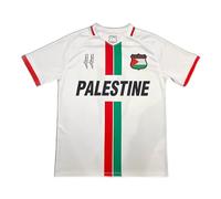Palestine Team Football Jersey, White with Red-Green Stripe, Sports Fan Shirt (UK, Alpha, S, Regular, Regular, White)