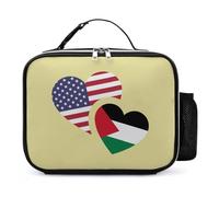 Palestine U.S. Flag Reusable Insulated Lunch Bag Tote Handbag Leather Portable Cooler Bags for Men Women