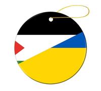 Palestine & Ukraine Flag Christmas Ornament Souvenir Ceramic Hanging Pendant 1 Pcs