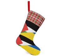Palestine & Ukraine Flag Christmas Stockings Sequin Hanging Ornaments Red-style