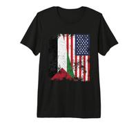Palestine USA Flag Distressed - Half American Premium T-Shirt