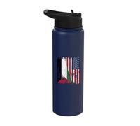 Palestine USA Flag Distressed - Half American Stainless Steel Insulated Water Bottle