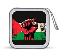 Palestinian Flag Fist Human Rights CD Case 40 Capacity Plastic DVD Storage Box Sleeves Zippered Wallet