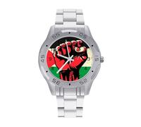 Palestinian Flag Fist Human Rights Quartz Wrist Watch Stainless Steel Watches for Men Women Easy to Read