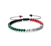Palestinian Flag Freedom Bracelet, Handwoven Colored Beads Beaded Stretchy Friendship Bracelet, Adjustable, Support Free Palestine Accessories for Men and Women (Woven Pattern)