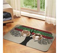 Palestinian Flag Pet Feeding Mat 30x45cm, Absorbent Dog Mat for Food and Water Bowl, PU Leather Cat Food Mat Waterproof Dog Bowl Mats Quick Dry Pet Placemats-No Stains