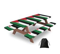 Palestinian Flag Print 3 Pack Wipeable Picnic Bench Cover And Table Cover Lightweight Table Cloth For Camping Outdoor