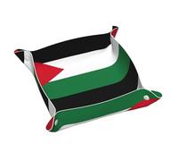 Palestinian Flag Print Leather Valet Tray For Women,Travel Organizer, Trinket Jewelry Cosmetic Organizer Tray