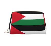 Palestinian Flag Print Premium Leather Toiletry Travel Pouch with Waterproof Portable Pouch Open Flat Makeup Bag