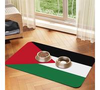 Palestinian flag print PU Leather Feeding Mat for Dogs Cats Pet Food Mat Absorbent Non-Slip Rubber Bottom