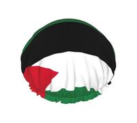 Palestinian Flag Print Shower Essentials Bonnet For Women, Large Washable Elastic Band Bath Hair Wrap Shower Cap