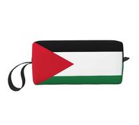 Palestinian flag print Travel Toiletry Pouch, Pencil Bag Canvas Makeup Bag, Multi-Purpose Cosmetic Bag with Zipper, White, One Size