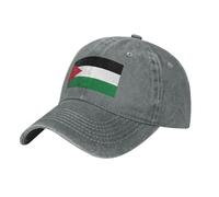 Palestinian Flag Print Vintage Washed Denim Baseball Cap,Unisex Adjustable Dad Hat,for Sports Outdoor Activities, Gray, One size