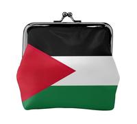 Palestinian Flag Printed Microfiber PU Leather Wallet Kiss Lock Mini Pouch for Lipstick Key Change Organization