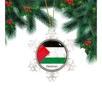 Palestinian Frame Silver Christmas Ornament Round Christmas Tree Ornament City Flag Souvenir International Elegant Keepsake World State Map Flag Collectible Gift for Xmas Party Decorations