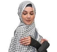 Palestinian Keffieh, Keffieh - Soft Hijab Bandana Arabian 70.87 x 27.56 inches, Desert Arab Wrap, Head Neck Scarf for Women Girls, White Black, Se référer au descriptif