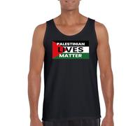 Palestinian Lives Matter Print Vest - Men - L - Black - Peaceful Quotation Printed Unisex Undershirt - Personalised Vest with Humanitarian Message for Men