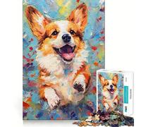 Palette Corgi Dog Painting Jigsaw Puzzles for Adults 1000 Piece Mind Puzzle Slow Enjoy Image Assembly Perfect Present (38x26cm)