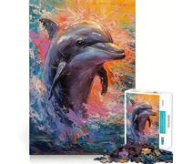 Palette Dolphin Painting 1000 Piece Jigsaws for Adults Puzzle Enhance Recall Together Fun Exact Edge Seasonal Gift (38x52cm)