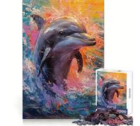 Palette Dolphin Painting Jigsaw 1000 Pieces for Adults Cognitive Toy Bonding Time Pattern Assembly Santa Wish Item (50x75cm)