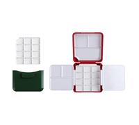 Palette for Artists with Divided Paint Wells, Red and green | Removable Paint Insert, Two Fold-Out Mixing Palettes, Organized Color Setup for Watercolor Painting