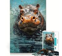 Palette Hippo Painting 1000 Piece Jigsaw Puzzles for Teenagers Jigsaw Smart Game Warm Time Image Assembly Lovely Gift (38x52cm)