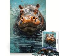 Palette Hippo Painting 1000 Piece Jigsaw Puzzles for Teenagers Jigsaw Smart Game Warm Time Image Assembly Lovely Gift (38x52cm)