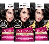 Palette Intensive Cream Colouration 1-0/900 Black Level 3 (3 x 115 ml), Permanent Hair Colour for up to 8 Weeks of Intensive Colour Shine & 100% Grey Coverage