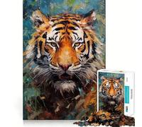 Palette Tiger Painting Jigsaw 1000 Pieces for Adults Cognitive Toy Bonding Time Pattern Assembly Santa Wish Item (38x26cm)