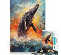 Palette Whale Painting Jigsaw 1000 Pieces for Adults Cognitive Toy Bonding Time Pattern Assembly Santa Wish Item (38x52cm)
