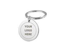 PaletteVisualsUk Custom Logo Round Keychain - Personalized Engraved Stainless Steel Keyring - Business Branding Promotional Gift - Custom Company Logo Keychain