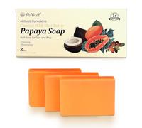 PALFICAB Papaya Soap Face & Body Wash, Natural Gentle Exfoliation Soap for All Types - Reduce Acne, Cleanse Scars & blackhead - with Papaya, Coconut Oil & Shea Butter, Purple Foaming Net, 3 Bars