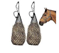 Palhyte 2 Pcs Ultra Slow Feed 1.5"x1.5" Holes 40” Hay Net, Durable Slow Feeder Hay Nets for Horses Goat Feed(Black