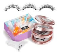 Palimainy Magnetic Eyelashes, 3 Pairs, 3 Styles, Natural Look, Wispy, Fluffy Magnetic Eyelashes with Applicator, No Glue Required, Reusable, Waterproof, Easy to Apply