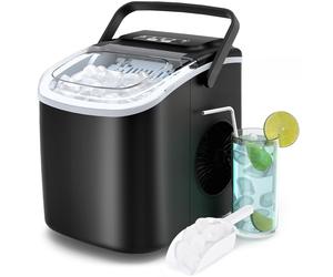 PALINTH Portable Ice Maker Machine, Self-Cleaning, Bullet Ice, 2 Sizes - Black