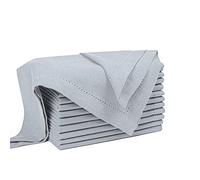 Palisa Cloth Dinner Napkins with Hemstitched Detailing & Mitered Corners Set of 12 (18x18 Inches) Grey - Cotton Reusable Dinner Napkins - Perfect for Weddings & Everyday Use