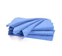 Palisa Cloth Dinner Napkins with Hemstitched Detailing & Mitered Corners Set of 4 (18x18 Inches) Light Blue - Cotton Reusable Dinner Napkins - Perfect for Weddings & Everyday Use