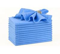 Palisa Light Blue Cotton Cloth Napkins Set of 12, 18x18 Inch | Hemstitched 100% Cotton Blue Dinner Napkins - Soft & Reusable Table Linen Napkin for Wedding or Everyday use