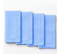 Palisa Light Blue Cotton Napkins Set of 4 | Premium Hemstitch Detailing Cloth Dinner Napkins 18x18 Inch | Soft Washable & Reusable Table Napkins for Everyday Use Weddings Parties Restaurants & Hotels