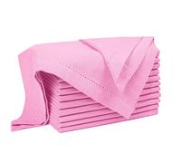 Palisa Pink Dinner Napkins with Hemstitched Detailing Set of 12 18x18 Inch - Cotton Cloth Soft Reusable Napkins for Summer, Restaurant, Table Linen for Weddings & Everyday Use - Pink Color