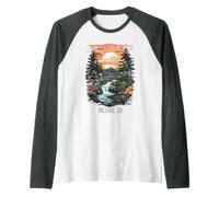 Palisade, CO, USA Mountain Sunset Distressed Design Raglan Baseball Tee