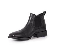 Palitutu Men's Cowboy Chelsea Boots Embroidered Square Toe Pull-On Ankle Boots Waterproof Leather Casual/Dress Hybrid, Black, 11 Wide