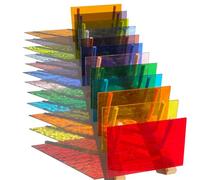 PALJOLLY 12 Sheets Rainbow Transparent Stained Glass Sheets Variety Pack, 4 x 6 Inch Cathedral Art Glass Mosaic Tiles for Crafts, Stained Glass Projects and Mosaic Work