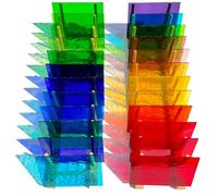 PALJOLLY 24 Sheets Rainbow Transparent Stained Glass Sheet Value Pack, 6 X 4 inches Cathedral Art Glass Mosaic Tiles for Crafts, Stained Glass Supplies for Stained Glass or Mosaic Projects