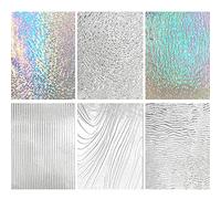 PALJOLLY 6 Sheets (6 x 7 1/2 Inch) Large Clear Textured Stained Glass Sheets Transparent, Ripple Cathedral Glass Iridescent Art Glass Supplies for Stained Glass Crafts and Mosaics