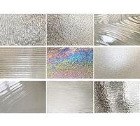 PALJOLLY (9 Pack) Clear Textured Stained Glass Sheets, 4 x 6 inch Translucent Cathedral Iridescent Art Glass for Crafts and Projects