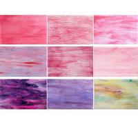 PALJOLLY 9 Sheets Stained Glass Sheet Pink and Purple Collection, 4 x 6 inch Stained Glass Supplies Mosaic Tiles for Crafts, Pink Purple Colors for Glass Hobbyists Projects and Arts