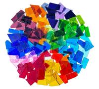 PALJOLLY Colorful Stained Glass Scraps, Transparent Glass Mosaic Tiles for Crafts Bulk, Irregular Stained Glass Sheets, 35oz Value Pack